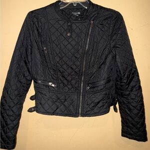 Forever 21 Black Quilted Bomber Jacket, Size 6